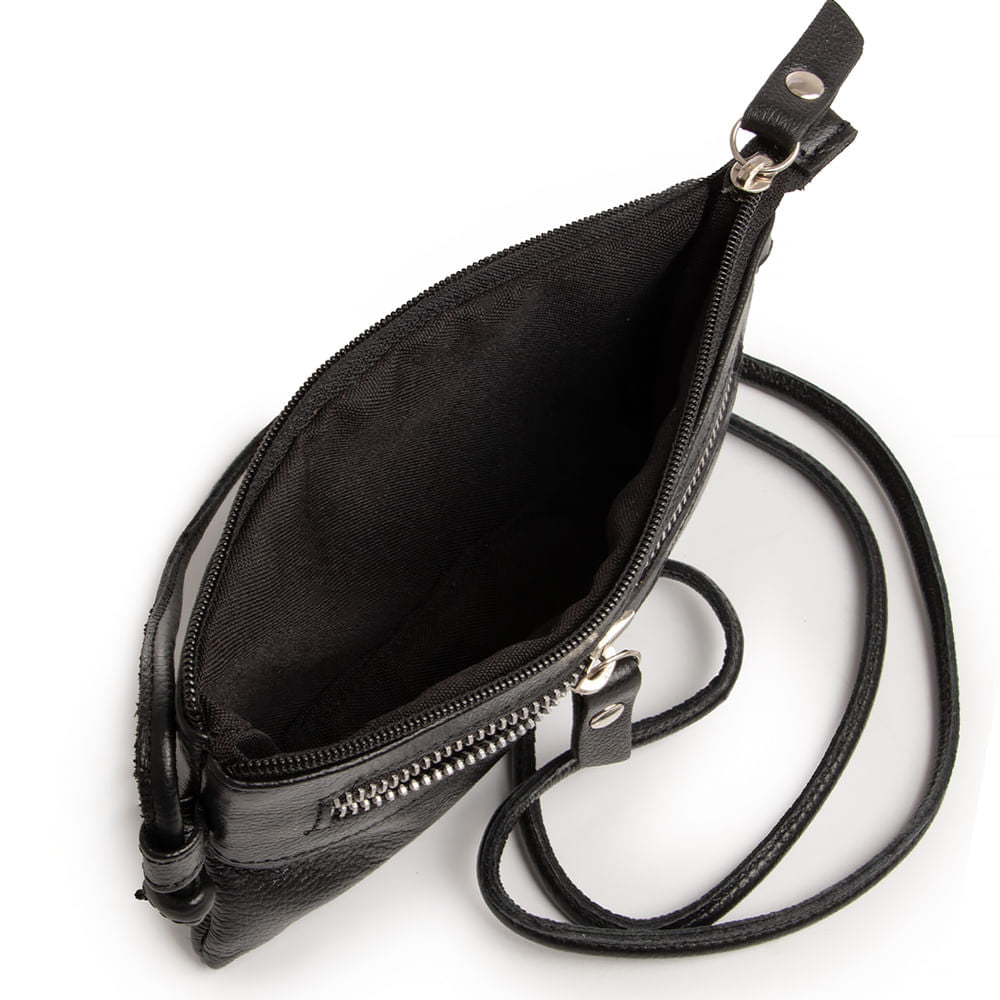 Bolsa Tiracolo Mini Couro Preta