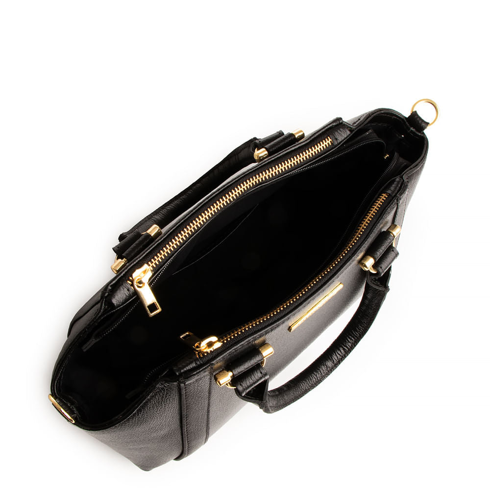 Bolsa Couro Preto Tote