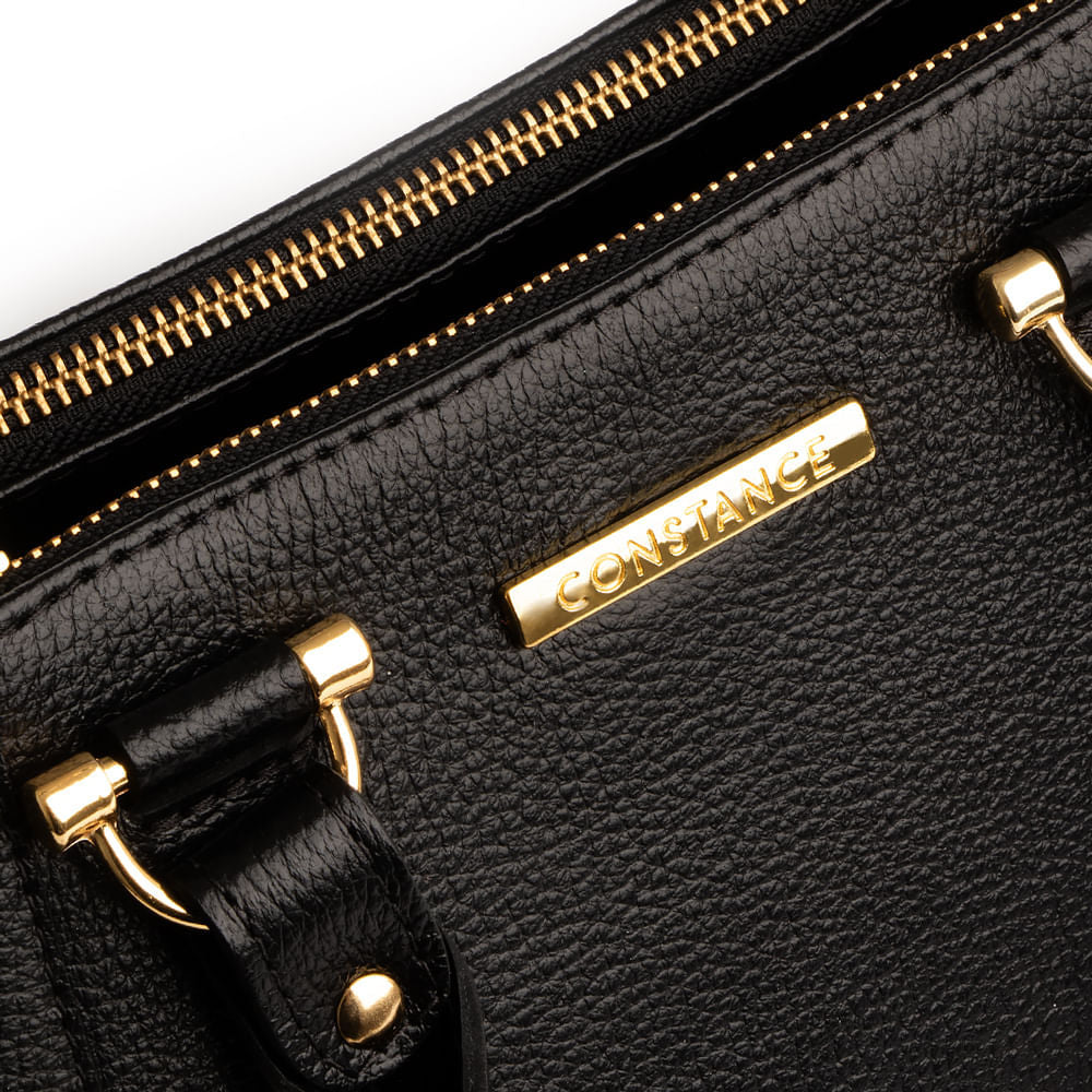 Bolsa Couro Preto Tote