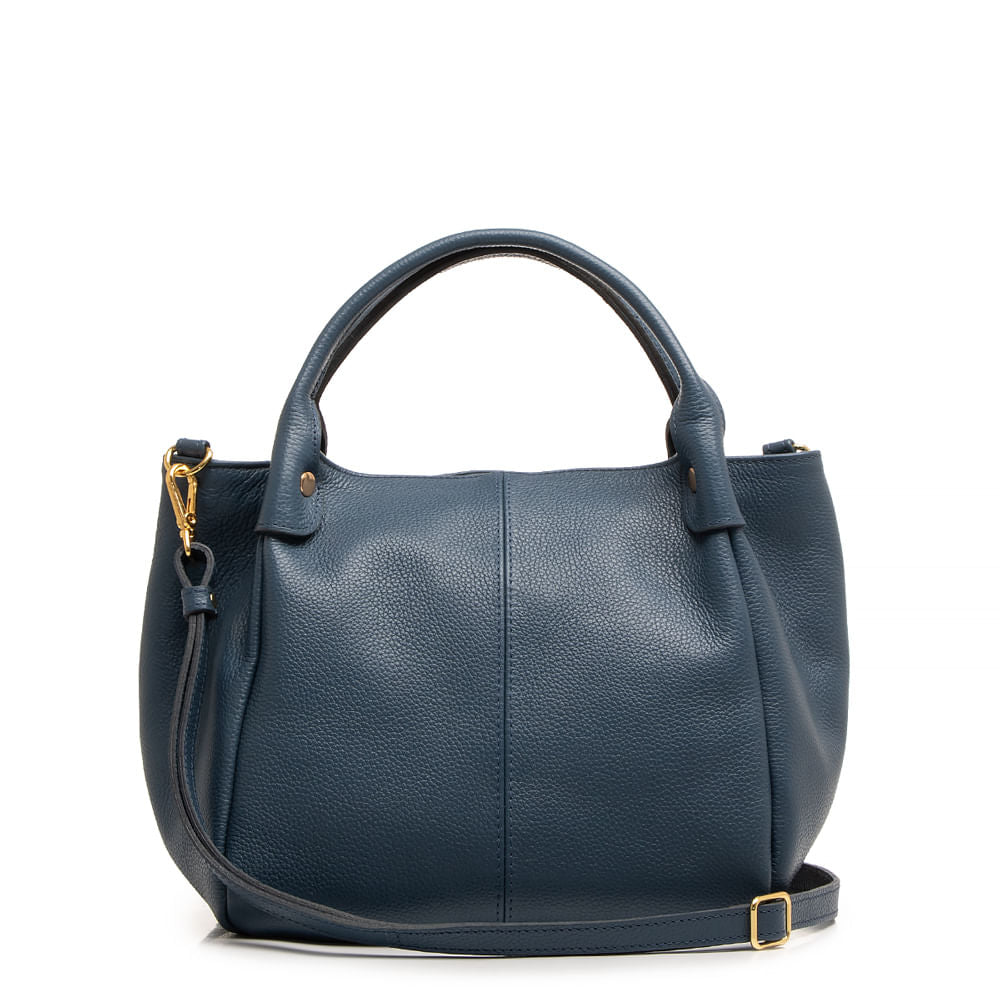 Bolsa Transversal Azul Marinho Couro