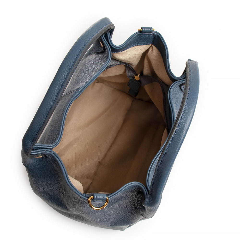 Bolsa Transversal Azul Marinho Couro
