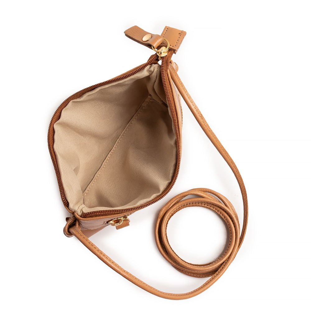 Bolsa Tiracolo Mini Couro Caramelo