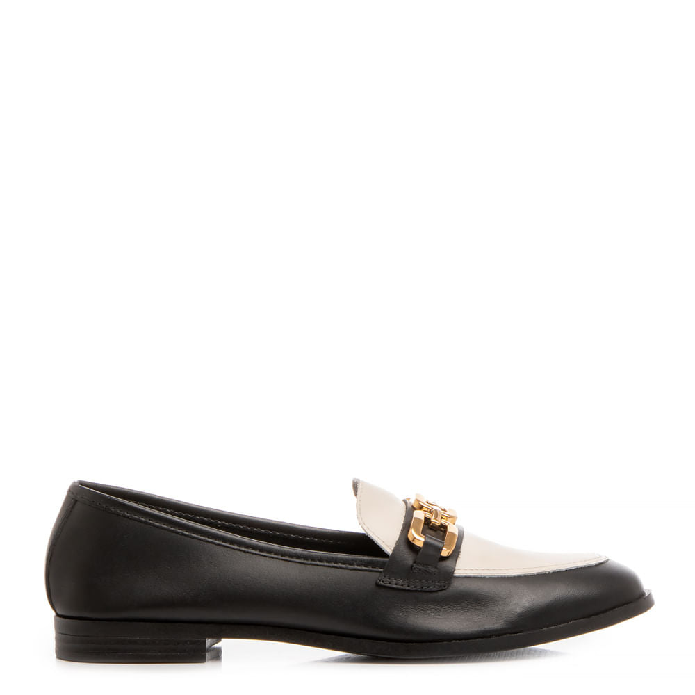 Mocassim Couro Preto Bridão