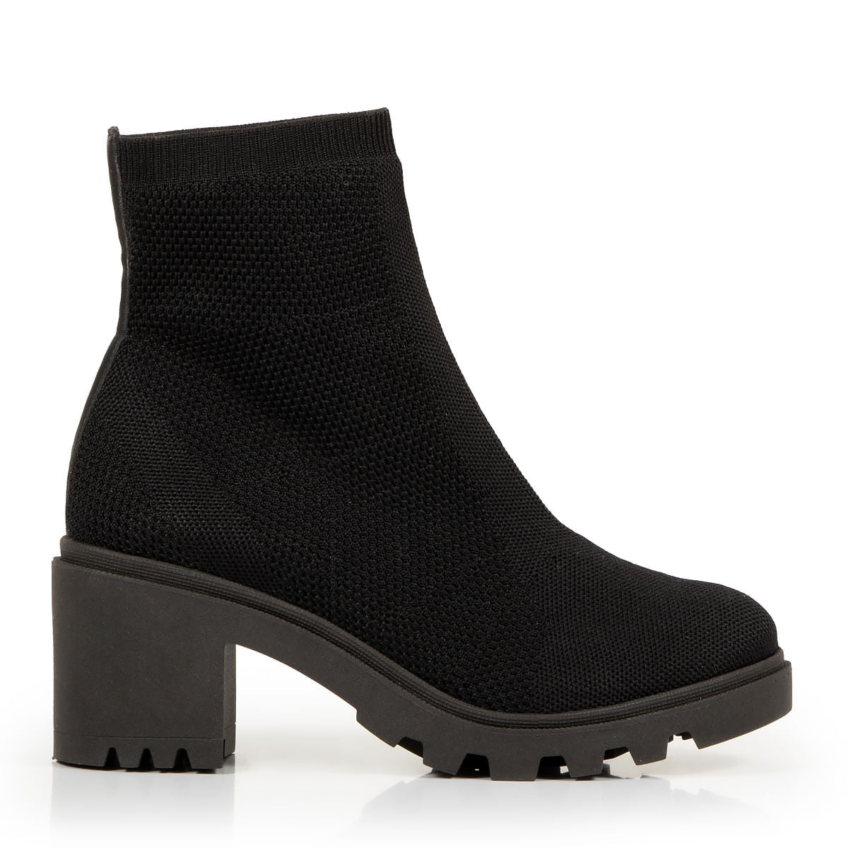 Bota Tricô Preto Salto Tratorado
