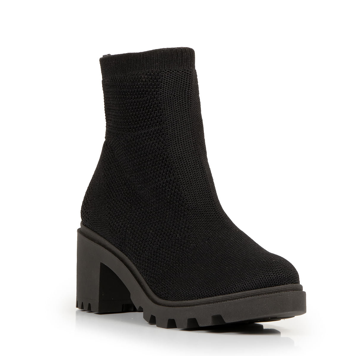 Bota Tricô Preto Salto Tratorado