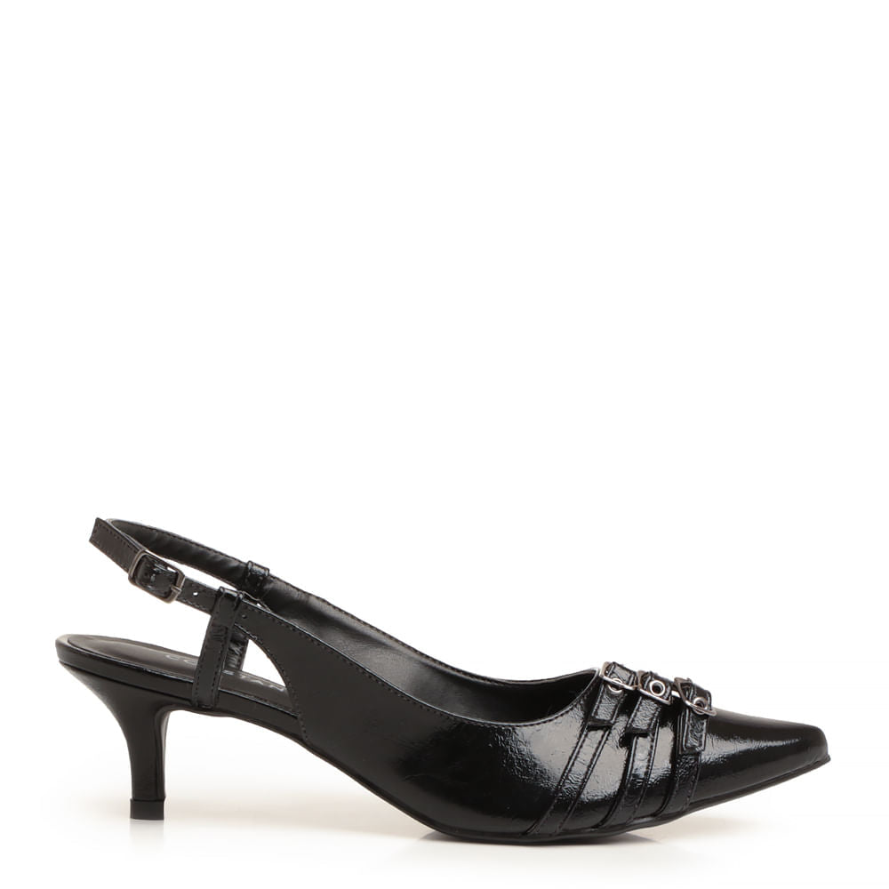 Scarpin Preto Verniz Texturizado