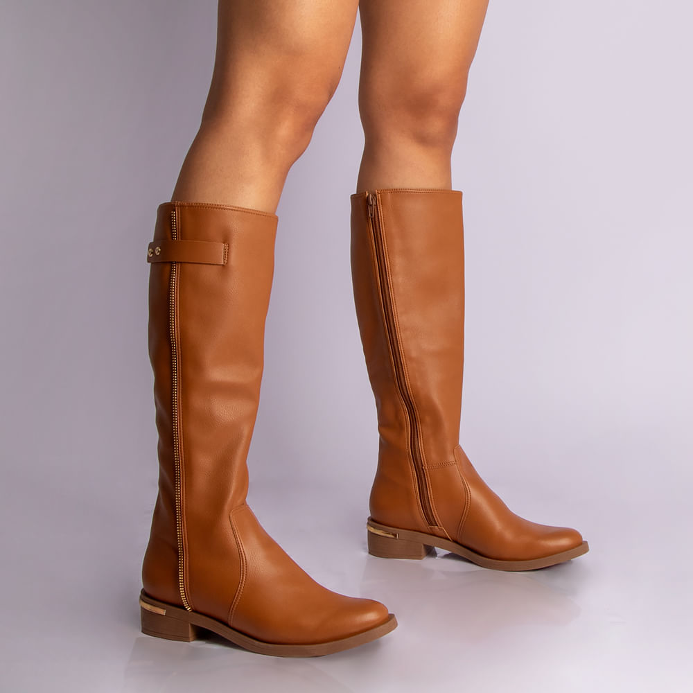 Bota Caramelo Montaria Detalhe Ziper