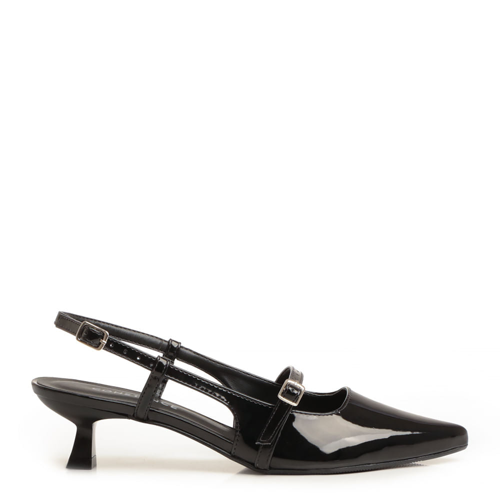 Scarpin Slingback Verniz Preto