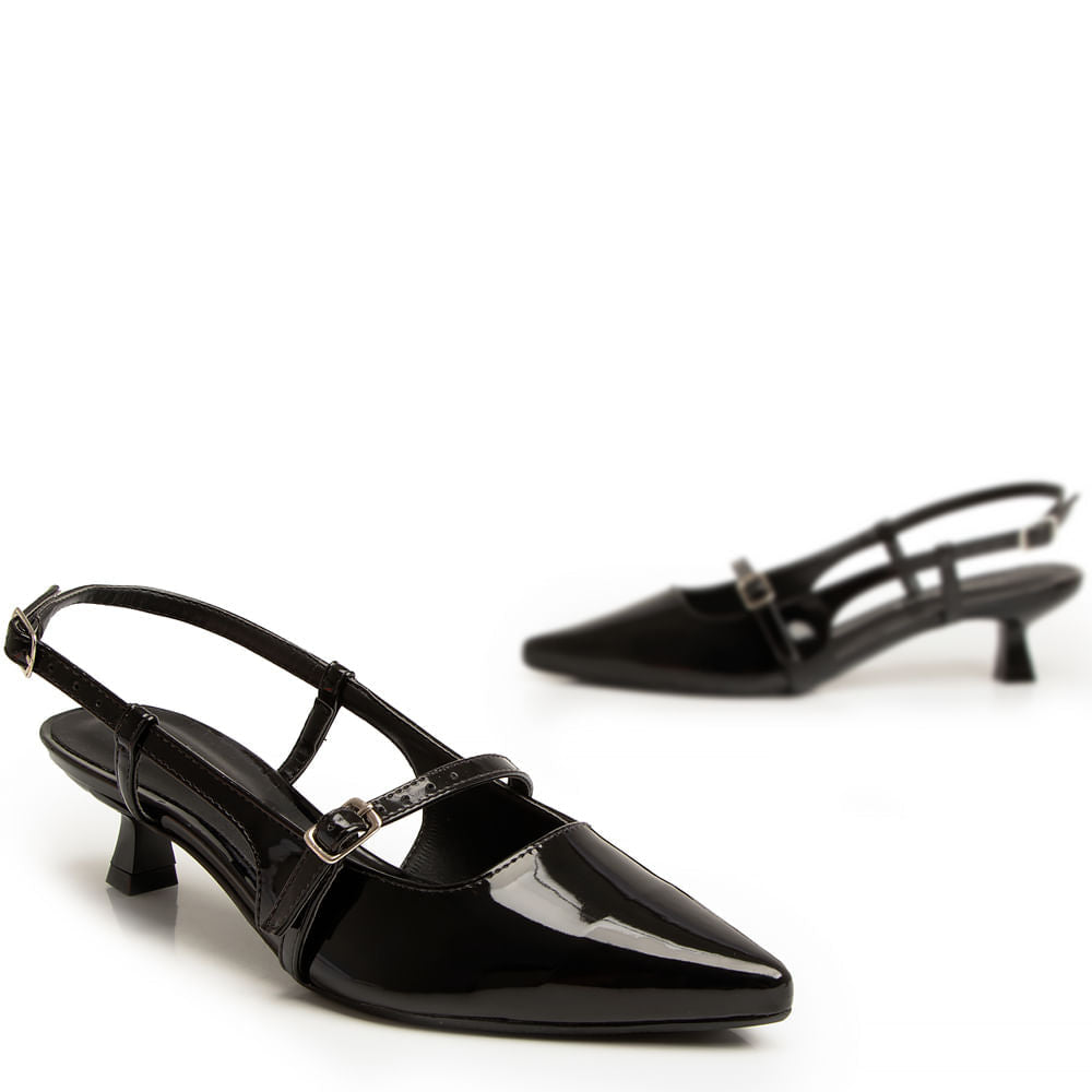 Scarpin Slingback Verniz Preto