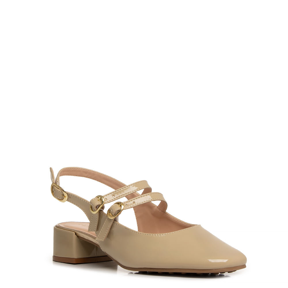 Scarpin Slingback Bege Boneca Verniz
