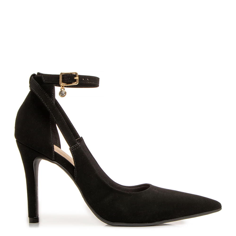 Scarpin Preto Nobuck Comfort Pingente