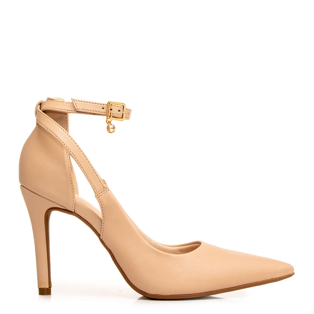 Scarpin Nude Nobuck Comfort Pingente