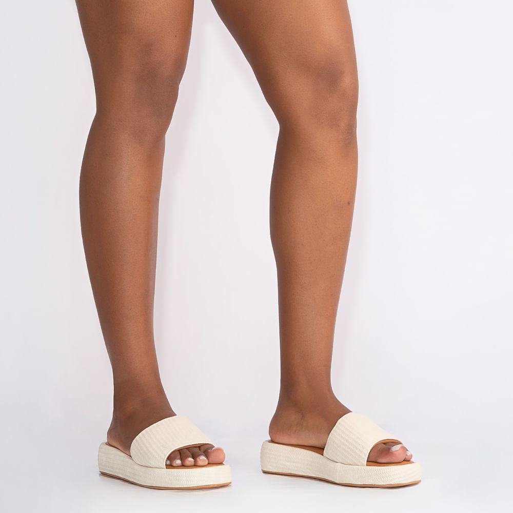 Tamanco Plataforma Off White Texturizado