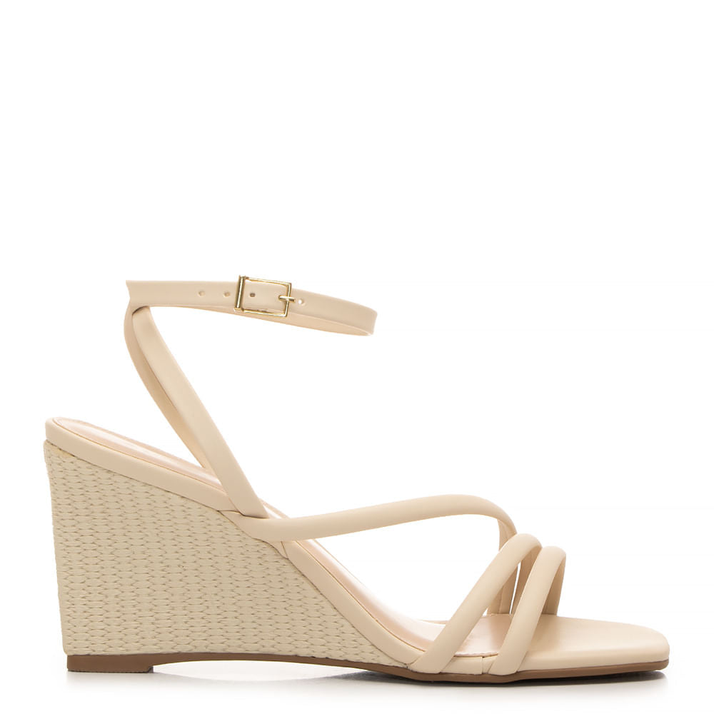 Anabela Off White Texturizada Salto