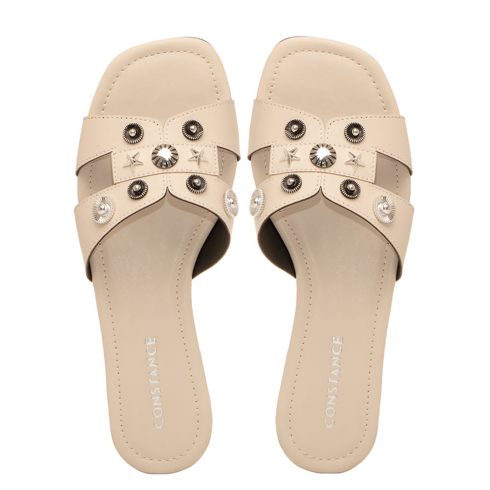 Rasteira Off White Enfeites Boho
