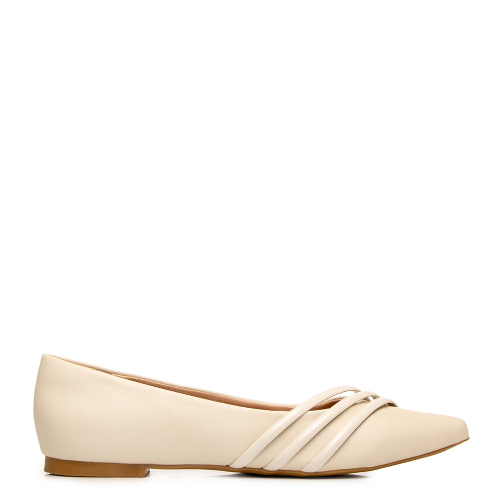 Sapatilha Off White Tiras Verniz