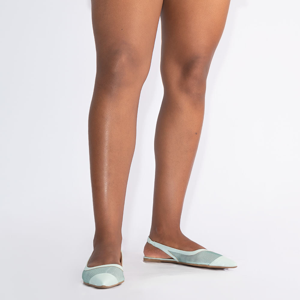 Sapatilha Slingback Azul Tela