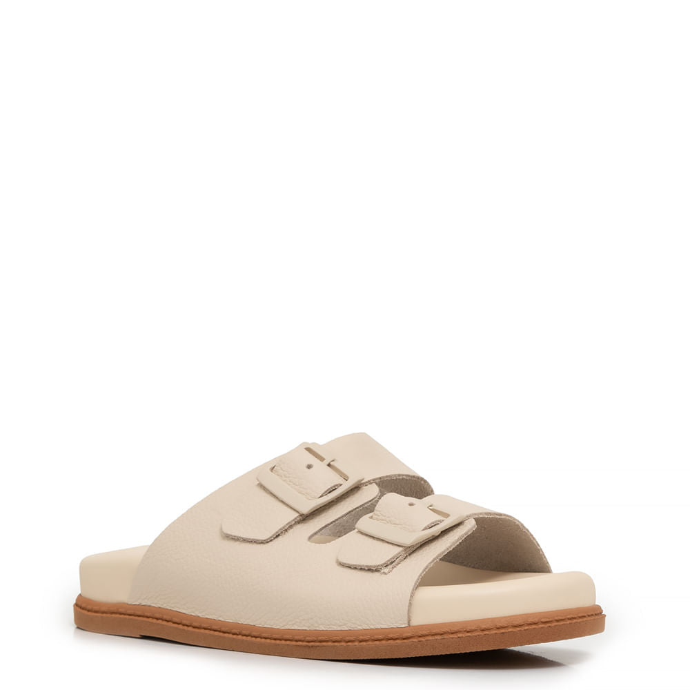 Papete Couro Off White Fivela