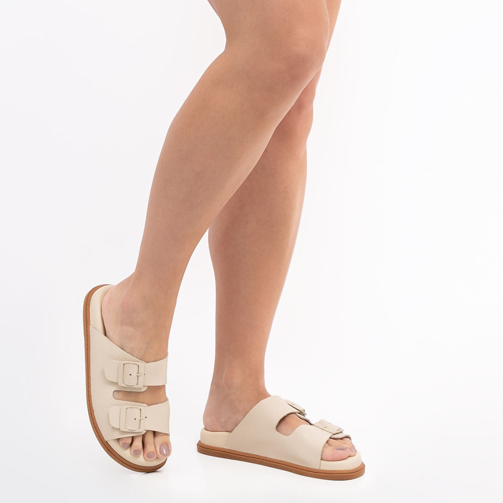 Papete Couro Off White Fivela