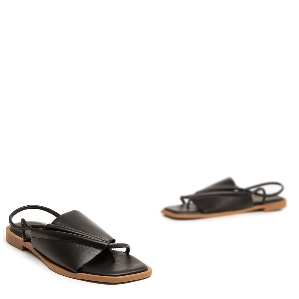 Rasteira de Couro Preto Comfort