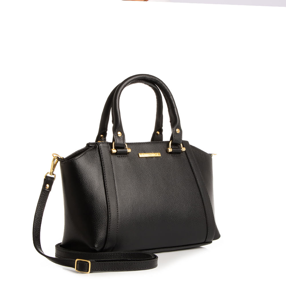 Bolsa Couro Preto Tote